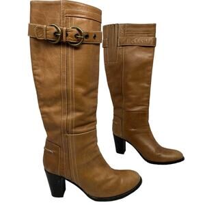 Vintage Prialpas Gomma Camel Brown Italian Leather Boots Womens SZ 36 High Heel